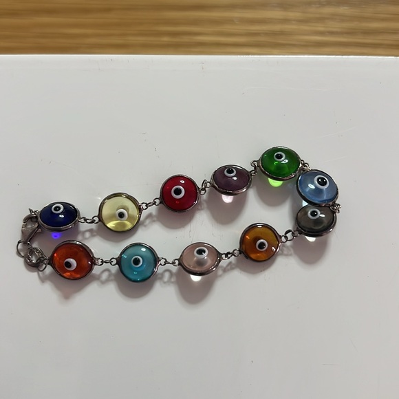 Women's Jewelry 925 Silver Multi Colour Evil Eye Bracelet - Picture 5 of 6